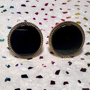 Vintage La Mode Karatclad Black Onyx Cuff Links